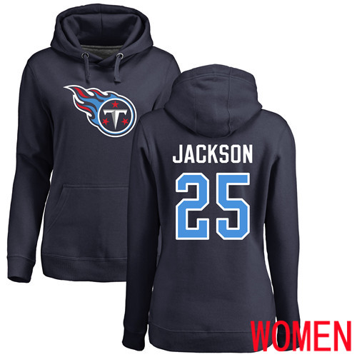 Tennessee Titans Navy Blue Women Adoree  Jackson Name and Number Logo NFL Football #25 Pullover Hoodie Sweatshirts->women nfl jersey->Women Jersey